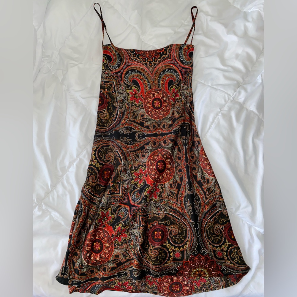 Patterned Mini Cross Back Dress